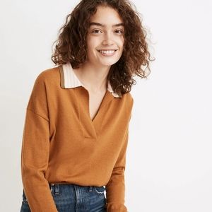 🧡 Madewell 100% Merino Wool Colorblock Polo Sweater, Sz. L